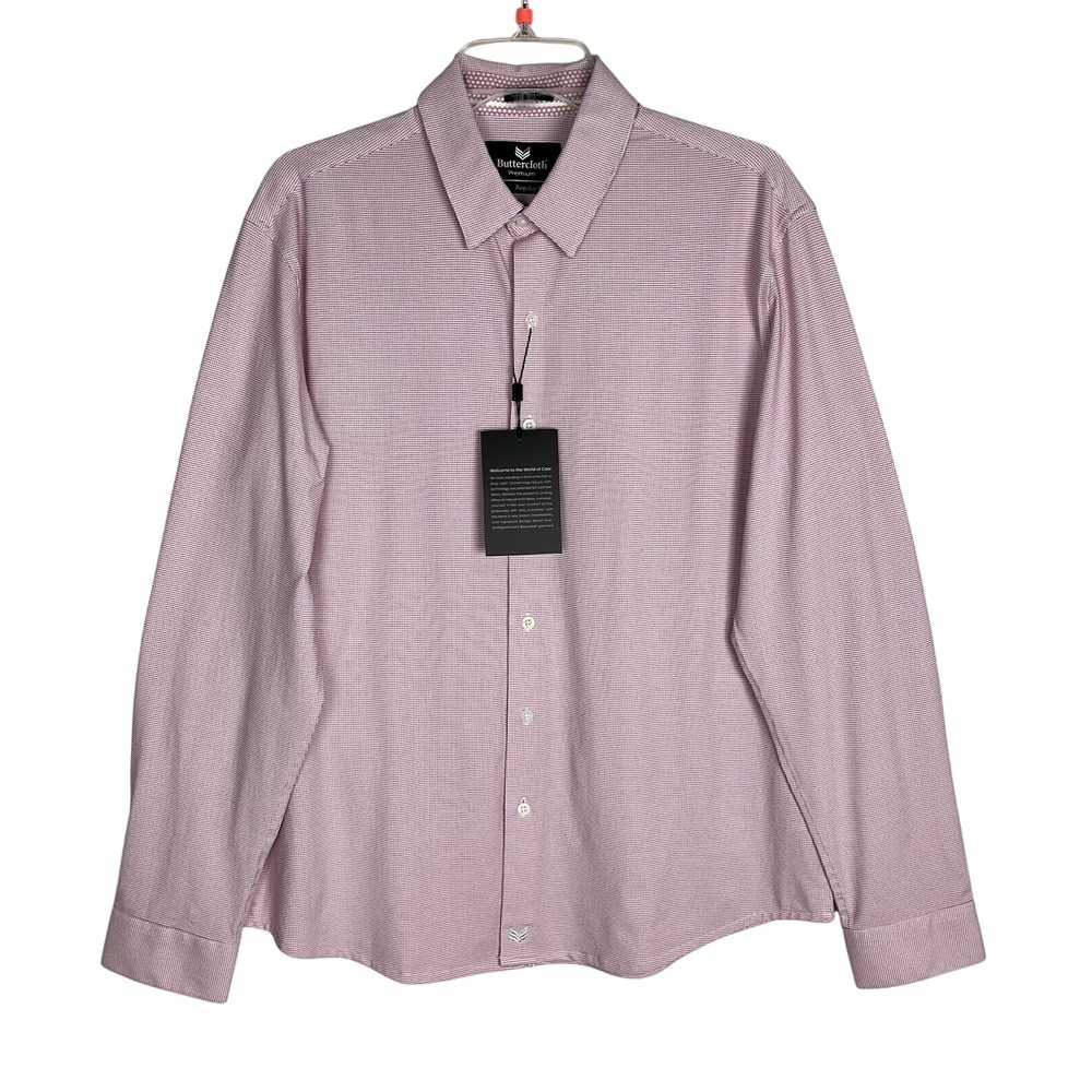 Buttercloth Stately Icy Cotton Regular Fit Renowned Magenta Shirt L Geometric
